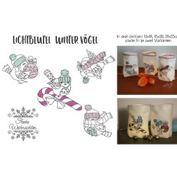 Stickserie ITH - Lichtbeutel Winter Vögelchen 